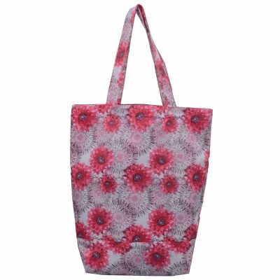 Monogrammed Floral Print Tote Bag